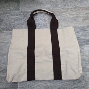 Le Bar Marche Beach Tote Tan & Brown Canvas NWT